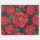 緑豊エレガントかな緑のバラのパタ離れーン フリースブランケット (正面(横))