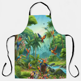 緑豊カラフルかな植物の中に鮮やかある熱帯鳥 エプロン