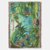 緑豊カラフルかな植物の中に鮮やかある熱帯鳥 スローブランケット (正面縦)