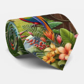 緑豊カラフルかな植物の中に鮮やかある熱帯鳥 ネクタイ (ロール)