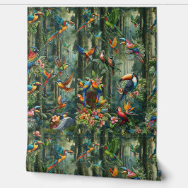 緑豊カラフルかな植物の中に鮮やかある熱帯鳥 壁紙