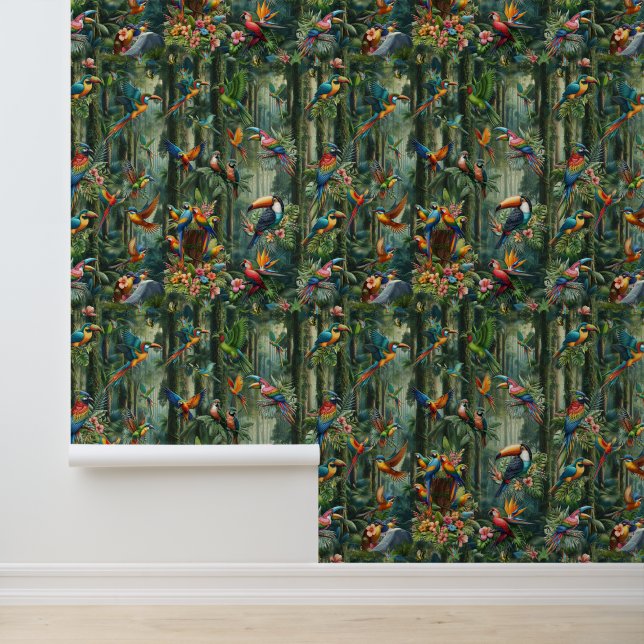 緑豊カラフルかな植物の中に鮮やかある熱帯鳥 壁紙 (アプリケーション)