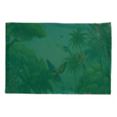 緑豊カラフルかな植物の中に鮮やかある熱帯鳥 枕カバー (裏面)