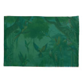 緑豊カラフルかな植物の中に鮮やかある熱帯鳥 枕カバー (裏面)