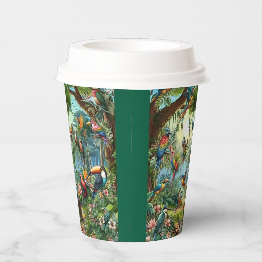 緑豊カラフルかな植鮮やか物の中の熱帯鳥 紙コップ (右)