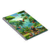 緑豊カラフルかな計鮮やか画の中の熱帯鳥 ノートブック (右側)