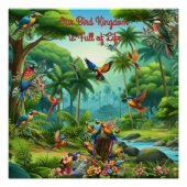 緑豊カラフルかな計鮮やか画の中の熱帯鳥 ポスター (正面)