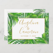 緑豊モダンかなトロピカル葉パームズが日付を保存 ポストカード (正面/裏面)