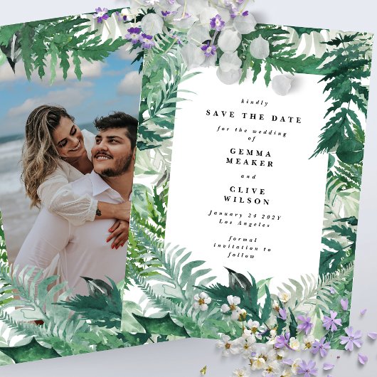 緑豊モダンかな水彩写真 セーブザデート