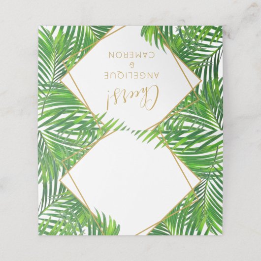 緑豊モダンかな熱帯のヤシの葉幾何学模様 プレイスカード (外部開封)