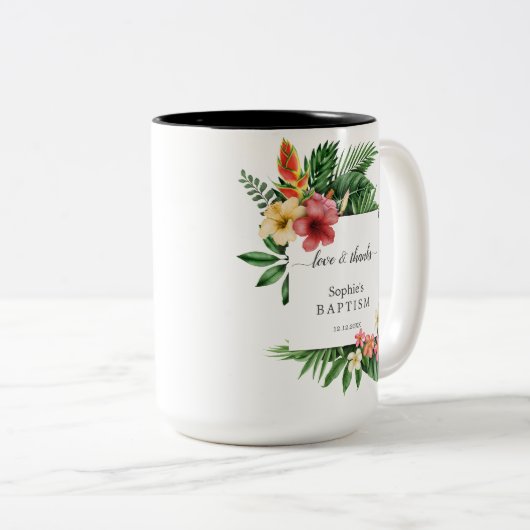 緑豊ユニークかなトロピカルガーデンフローラ開花バプテスマ ツートーンマグカップ (正面右)
