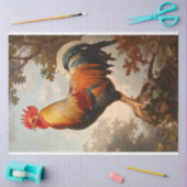 緑豊威厳のあるかな自然の森の中でポーズをとる鶏 薄葉紙 (クラフト)