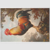 緑豊威厳のあるかな自然の森の中でポーズをとる鶏 薄葉紙 (正面)