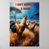 緑豊威厳のあるかな草原の中の鶏 ポスター (正面)