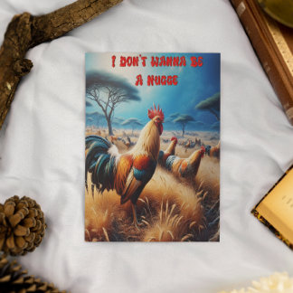 緑豊威厳のあるかな草原の中の鶏 ポストカード