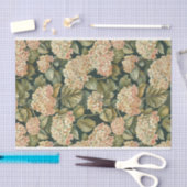 緑豊淡い色のかなピンクあじさいアートパターンNo. 2 薄葉紙 (クラフト)