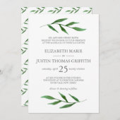 緑豊葉かな水エレガント色の結婚式招待状 招待状 (正面/裏面)