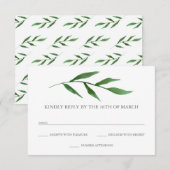 緑豊葉かな水エレガント色の結婚式RSVP 出欠カード (正面/裏面)