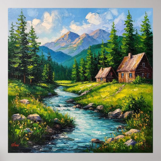 緑豊魅力的かな自然に囲まれた国コテージ ポスター (正面)