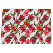 緑豊鮮やかかなピンクと赤の熱帯植物学 ラージペーパーバッグ (正面)