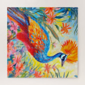 緑豊鮮やかかな庭に住むパラダイスバード ジグソーパズル (横)