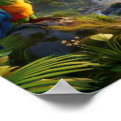 緑豊鮮やかかな熱帯雨林のアマゾンパロット ポスター (角)