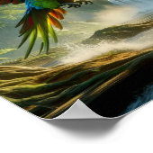 緑豊鮮やかかな熱帯雨林のアマゾンパロット ポスター (角)