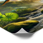 緑豊鮮やかかな熱帯雨林のアマゾンパロット ポスター (角)