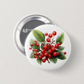 緑豊鮮やかかな緑の果実と赤い離れ果実 缶バッジ (正面&裏面)