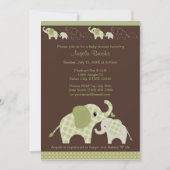 緑象のベビーシャワーの招待状CE-Gのキス 招待状 (正面)