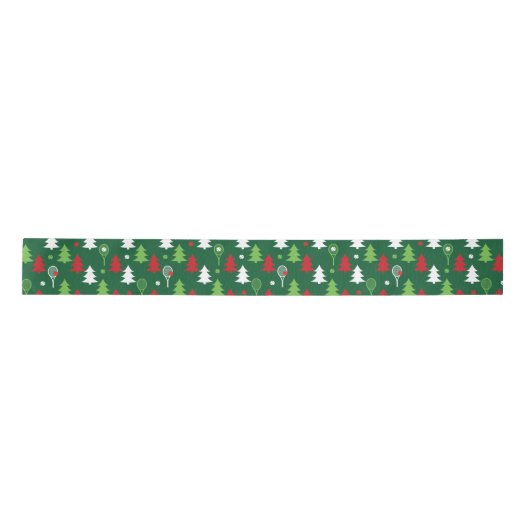 緑💚💔🤍赤い白いテニスクリスマス サテンリボン (正面)