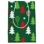 緑💚💔🤍赤い白いテニスクリスマス ミディアムペーパーバッグ (正面)
