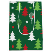 緑💚💔🤍赤い白いテニスクリスマス ミディアムペーパーバッグ (裏面)