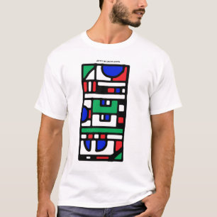 、緑赤い、デザイン006青い Tシャツ