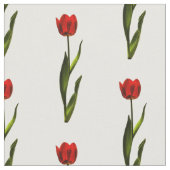 、緑赤い、花の写真白いチューリップパターン ファブリック (クローズアップ)