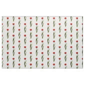 、緑赤い、花の写真白いチューリップパターン ファブリック (ファットクウォーター)