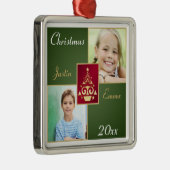 、緑赤い、金ゴールドの優れたクリスマスの写真のオーナメント メタルオーナメント (右)