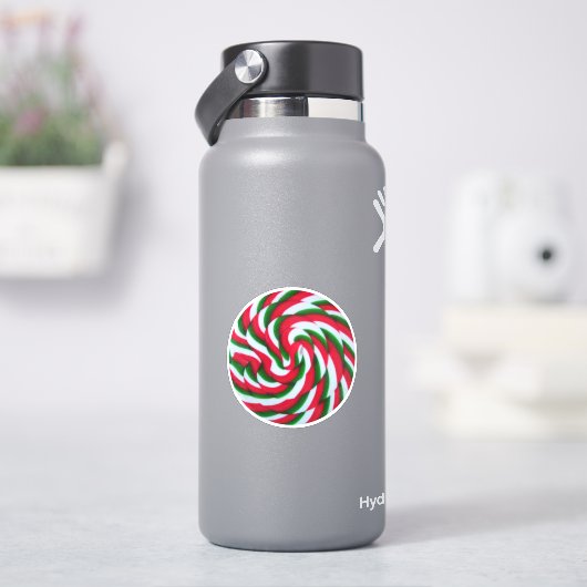 緑赤と白キャンディ丸の形状の写真 シール (HydroFlask)