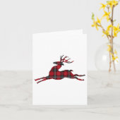 緑赤のバフィロー柄 鹿のヘッド クリスマス カード (黄色い花)