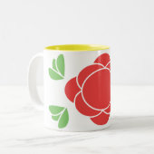 緑赤のレトロのモダン ツートーンマグカップ (正面左)