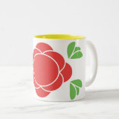 緑赤のレトロのモダン ツートーンマグカップ (正面右)