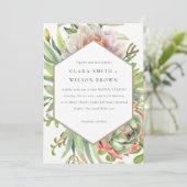 緑赤面砂漠多肉性のサボテン結婚葉 招待状 (スタンド正面)