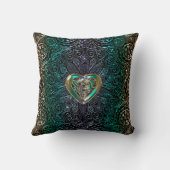 緑金ゴールドのケルト族のハートの曼荼羅 クッション (裏面)
