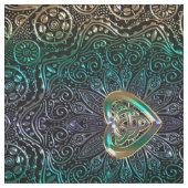 緑金ゴールドのケルト族のハートの曼荼羅 ファブリック (見本)