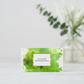 緑金ゴールドの水彩画の（ばちゃばちゃ）跳ねるのしぶきのプロフェッショナル 名刺 (スタンド正面)