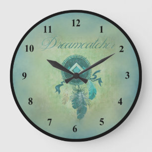 緑金ゴールドの背景のDreamcatcher ラージ壁時計