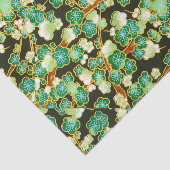 緑金ゴールドの花の枝ヴィンテージのOrigamiの花柄 薄葉紙 (詳細)