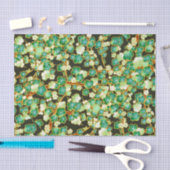 緑金ゴールドの花の枝ヴィンテージのOrigamiの花柄 薄葉紙 (クラフト)