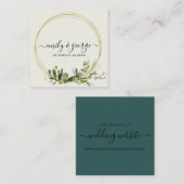 緑金ゴールドの葉の水の色の結婚ウェブサイト スクエア名刺 (正面/裏面)