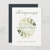 緑金ゴールド動物リース悔やみや弔慰メモリアルサービス インビテーションポストカード (正面/裏面)